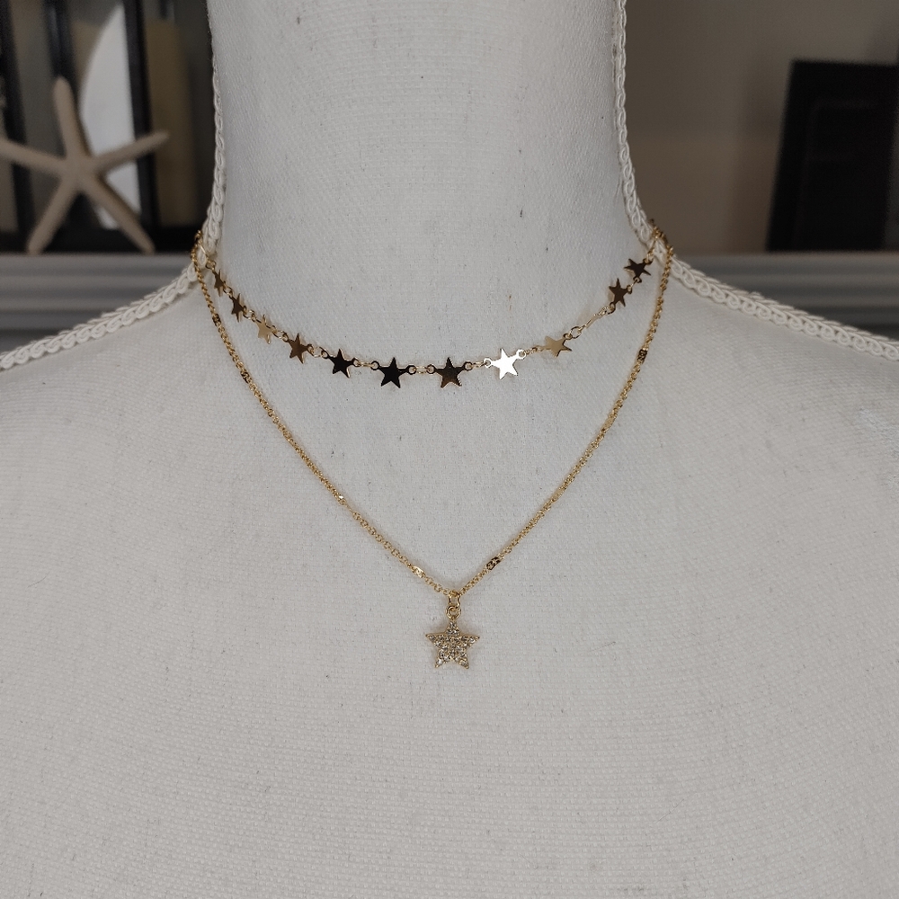 ITS SENSE SEEING STARS DOUBLE STRAND NECKLACE, GOLD